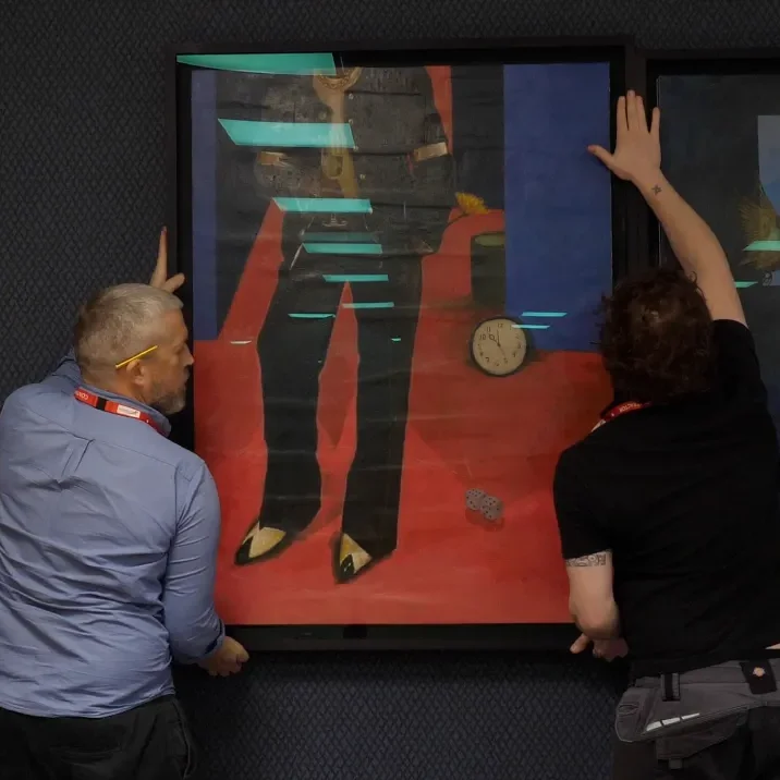 Professional art installation in gallery space